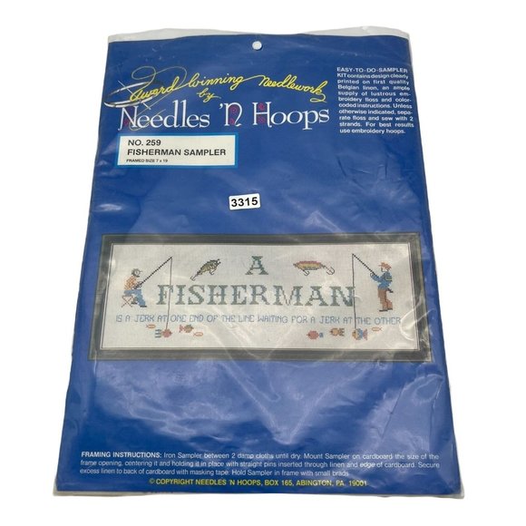 Vintage 1990s Needles N Hoops Fisherman Sampler Kit #259 - Picture 1 of 6